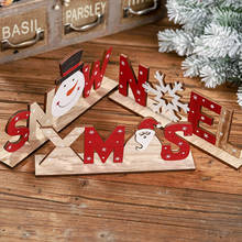 Wooden Letter Christmas Ornaments Decorations Santa Claus Snowman Snowflake Christmas Decorations For Home Dinner Party Table 2024 - buy cheap