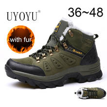 Brand Men's Winter Boots Warm Men's Snow Boots High Quality Leather Waterproof Men Sneakers Outdoor Men Hiking Boots Work Shoes 2024 - buy cheap