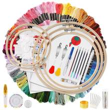 Kit de iniciante de bordado com 205 peças, 100 cores de fio, 40 agulhas de costura para iniciantes, ferramentas de ponto cruz com instruções 2024 - compre barato
