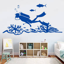 Diving Wall Decal Kids Bedroom Bathroom Art Decoration Scuba Center Diver Ocean Vinyl Waterproof Window Glass Sticke Mural Z794 2024 - buy cheap