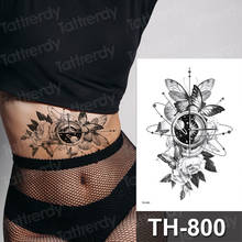 Tatuagem temporária feminina com bússola, relógio, borboleta, adesivo, arte corporal, desenhos de tatuagem, tatuagem sexy para mulheres e meninas 2024 - compre barato