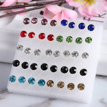 40pcs/set Wholesale Lots Charming Clear Rhinestone Crystal Ear Studs Earrings Ear Decorations Fashion Jewelry Accessories 3 Size 2024 - buy cheap