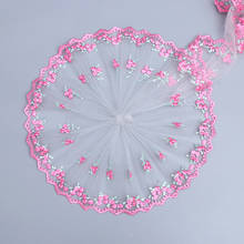 Rede de malha de renda bordada 30y rosa rede de renda tecido de fio roupas bricolagem saia 19cm 2024 - compre barato