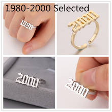 Oly2u-Anillos abiertos de figuras de moda coreana, regalo de compromiso para esposa, marido, número de año 1980-2000 2024 - compra barato