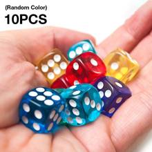 10pcs 16mm Clear Colorful Dice Transparent Dices for Board Game Bar Cambling Playing Game Club Party Accessories 2024 - buy cheap