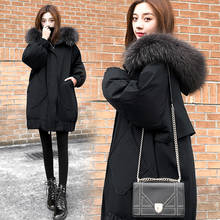 Winter Coat and Jacket Women 2022 Fur Collar Long Coat Hooded Parka Black Warm Korean Fashion Plus Size Duck Down Jacket Female 2024 - buy cheap