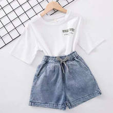 Summer Teen Girls Clothes Sets Sweatshirt Short T-shirt Skinny Vest Shorts Letters Printed Children's clothing 3-13Y Girls Suits 2024 - buy cheap