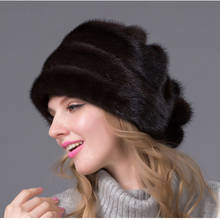 Visón Real gorros con pelo otoño e invierno Natural toda de piel sombrero calidad Multi-Color de lujo de las mujeres sombrero de piel DHY-47 2024 - compra barato