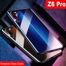 Z6Pro синий градиентный чехол из закаленного стекла, задняя крышка для Lenovo Z6 Pro, силиконовая рамка, чехол для Lenovo Z 6 Pro 2024 - купить недорого