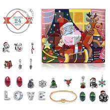 Behogar DIY Charm Bracelet Jewelry Advent Calendar Countdown to Christmas Kids Gift Set Christmas Santa Claus Elk Box Calendar 2024 - buy cheap