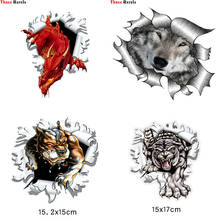 Three Ratels FC184 Ripped Torn Metal Look Design With Wolf Wolves Eyes Face vinyl car sticker Decal 2024 - buy cheap