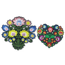 Patches flores aplique em ferro para roupas, 2 peças, patches de flores, corações, apliques para roupas, vestuário, costura, roupas femininas, acessórios de tecido diy 2024 - compre barato