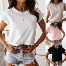 Solid Color Women Breathable Round Neck Short Sleeve Loose T-shirt Top Short Sleeve Cotton Tops Summer Soft clothing 2024 - buy cheap