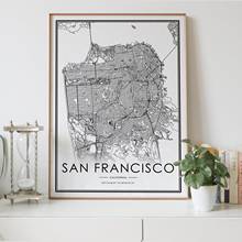 Карта города Сан-Франциско, декор скандинавской гостиной, холст, плакат, современный Декор для дома, Художественная печать, живопись 2024 - купить недорого