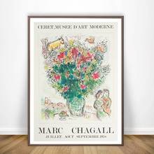 Marc chagall flores retro posters e cópias abstracto pôr-do-sol arte da parede quadros para sala de estar decoração casa 2024 - compre barato