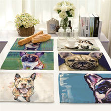 Funny Dog Pattern Placemat Funny Dogs Cat Dining Table Mats Cotton Linen Drink Coaster Pad Cup Mat Kitchen Table Placemat Bowl 2024 - buy cheap