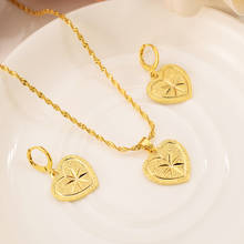 gold Necklace Earring Set Women Party Gift Dubai love heart  crownJewelry Sets  bridal party  gift DIY charms  girls kid Jewelry 2024 - buy cheap