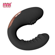 FAAK U Shape Vibrator double vibrating anal plug prostate  massage clit stimulate male masturbator G Spot sex toys for women 2024 - buy cheap