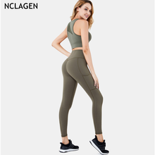 NCLAGEN Yoga Sets Women With Pockets Gym Clothes Two-piece Mesh Sport Leggings Top Push-up Fitness Suit Bra Running Sportwear 2024 - buy cheap