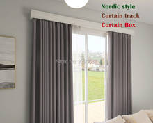 Caja de cortina de estilo nórdico/deflector, caja de pista de cortina creativa, gancho de riel recto doble, riel deslizante de aleación de aluminio grueso 2024 - compra barato