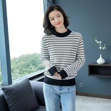 Knitted Pullovers Sweater Women 2019 Autumn Korean Long Sleeve Fashion Chic Stripped Pullover Pull Femme Female Knit Tops 2024 - buy cheap