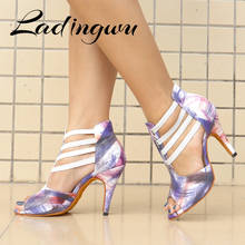 Ladingwu-Botas de baile clásico para mujer, zapatos de baile latino, Salsa, grafiti, suela suave de cuero, para interiores 2024 - compra barato