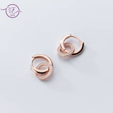 Real 925 Sterling Silver Earrings Female Korean Version Simple Fashion Round with Zircon Earrings for Women Fine Jewelry 2024 - buy cheap