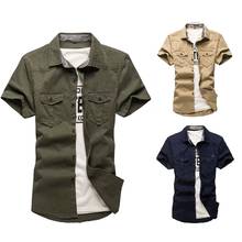 Men Military Shirt Men's Cargo Tactical Shirts 100% Cotton Short Sleeve Work Safari Style  Shirt Chemise Plus size 5XL 2024 - buy cheap