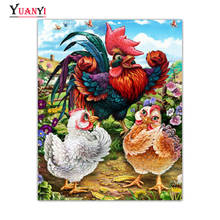 5D DIY Diamond Painting Cross Stitch Chicken Cock Baby Full Round Diamond Embroidery Animal Full Square Diamond Mosaic HomeDecor 2024 - compre barato