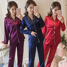 Conjunto de Pijama de seda para mujer, ropa de dormir larga, 2019 2024 - compra barato
