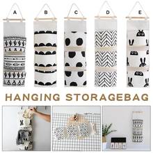 3-pocket Wall Hanging Storage Bag Cotton Linen Cloth Nordic Ins Style Sundries Door Hanging Organizer Bag For Bra Socks Toys 2024 - buy cheap