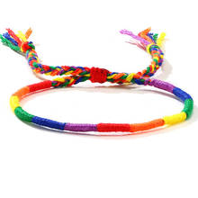 String Rope Bracelet Rainbow Gay LGBTQ Pride Love Thin Wrist Adjustable For Women Love Gifts 2024 - buy cheap