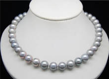 GENUINE HUGE 9-10MM ROUND SOUTH SEA GRAY PEARL NECKLACE  925silver GOLD CLASP 2024 - buy cheap