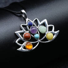 Reiki Healing Chakra Pendants Necklace Lotus Flower Natural Gems Stone Point Charm Amethysts Crystal Necklace Balance Meditation 2024 - buy cheap