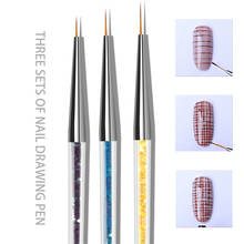 3Pcs/set Sequined Nail Art Drawing Pen Nail Art Pen Color Painting 3D Tips DIY Acrylic UV Gel Brushes Design Manicure Tools 2024 - buy cheap