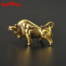Pure Copper Vintage Brass Wall Street Bull Keychain Pendants Lucky Wealth Bullfighting Car Keyring Hanging Ornament Business Men 2024 - buy cheap