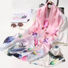 New 100% Real Silk Scarf for Women Chinese Style Luxury Pure Natural Silk Scarves Floral Printed Neckerchief Wrap Shawl Pashmina 2024 - buy cheap