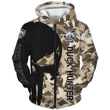 Black skull print fashion men's camouflage zipper hooded sweatshirt 2024 - buy cheap