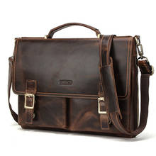 Портфель мужской из кожи Крейзи Хорс, сумка-мессенджер на плечо, брендовая деловая офисная сумка для ноутбука 14 дюймов 2024 - купить недорого