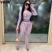 VAZN 2020 Autumn New Fancy Regular Soft Elastic Energy Young Style Full Sleeve High Waist Slim Women Long Pencil Jumpsuits 2024 - buy cheap