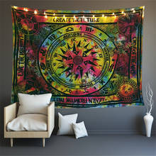 Tapeçaria astrologia com gravata, tapeçaria de parede suspensa com estrelas e totem de sol para decoração de quarto hippie, tapeçaria de mandala, tapete de jesus 2024 - compre barato