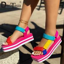 Big Size 35-43 New INS Hot Female Flat Platform Sandals Colorful Summer women's Sandals 2021 Casual Wedges Beach Shoes Woman 2024 - buy cheap