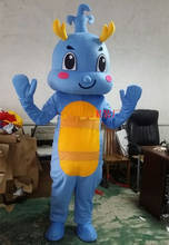 Fantasia azul dragon adulto tamanho mascote, fantasia para festa de halloween evento animal mascote fantasias equipamentos natal 2024 - compre barato
