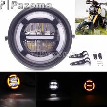 Cafe Racer Motorbike 7inch LED Headlight Motorcyle White Hi/LO Beam & Amber Angel Ring Headlamp For Harley Custom Bobber Chopper 2024 - buy cheap