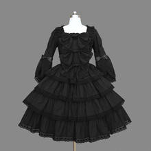 Vintage gothic palace sweet lolita dress lace peter pan collar bowknot victorian dress kawaii girl gothic lolita op loli cos 2024 - buy cheap