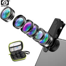 Apexel-lente de câmera fotográfica, kit 6 em 1, lentes de telefone celular, ângulo amplo, filtro uv, para iphone, xiaomi mi9 2024 - compre barato