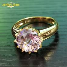 Jewepisode 100% Solid 925 Sterling Silver Pink Sapphire Citrine Wedding Ring 18K Yellow Gold Color Party Fine Jewelry Rings 2024 - buy cheap