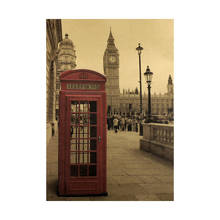 Londres cabine de telefone vermelha nostálgica retro arquitetura europeia papel kraft cartaz café bar decoração pintura de parede adesivos 2024 - compre barato