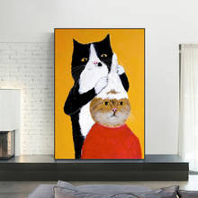 Pintura en lienzo de gato negro, champú de peluquero, Animal de dibujos animados en la pared, Póster Artístico e impresiones, imagen divertida, decoración para habitación de niños, Cuadros 2024 - compra barato