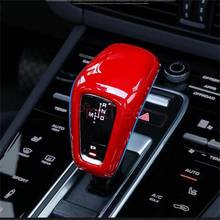 Interior ABS Carbon Fiber Color Red Gear Knob Cover For Porsche Cayenne 2018 2019 Car Styling Accessories 2024 - buy cheap